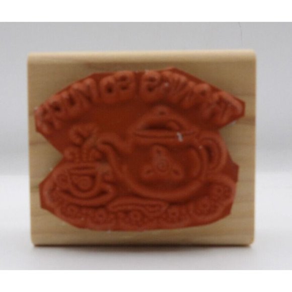 Stamp Wooden Thanks so Much Tea Pot & Cup Stampin' Up! ©1996 2 1/4" x 2" - Picture 4 of 4